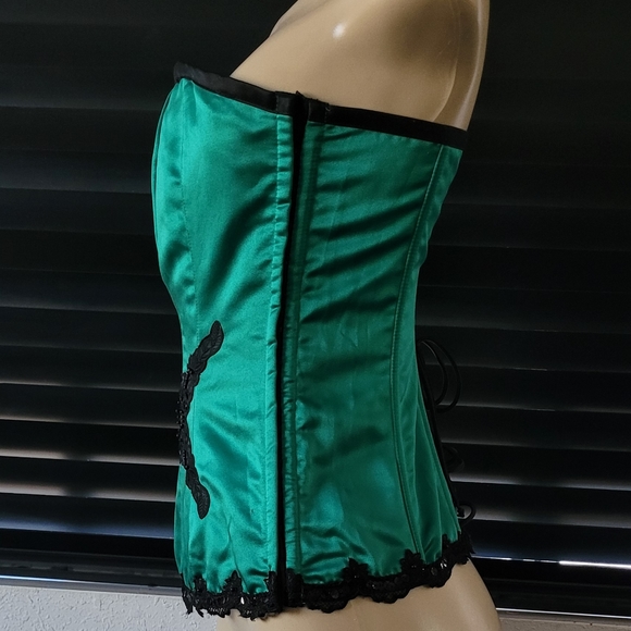 INTIMATE ATTITUDES VINTAGE EMERALD GREEN CORSET - Picture 2 of 8